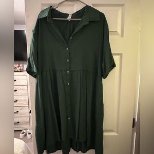 Green button down dress